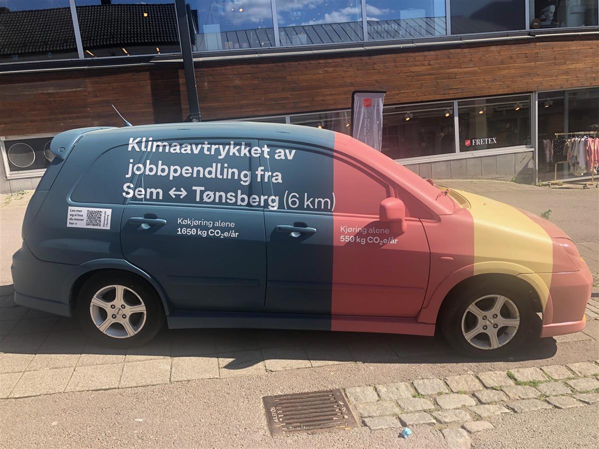 Klimastien, utstilling av bilen (jobbpendling fra Sem til Tønsberg - Klikk for stort bilde