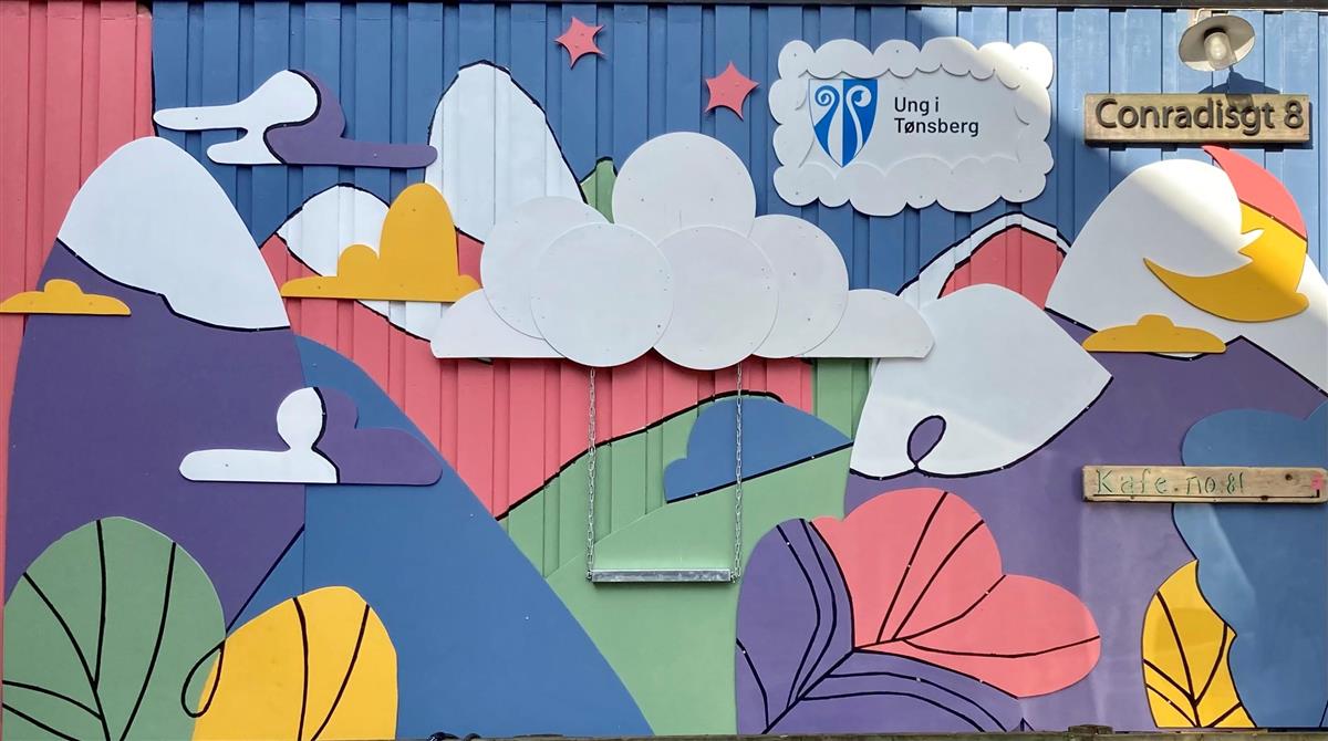 Bildevegg/instagramvegg utenfor Ung i Tønsberg - Klikk for stort bilde