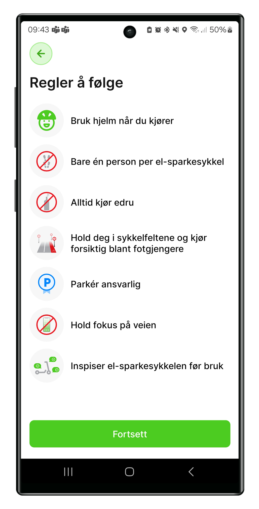 Liste med regler for bruk av Ryde-sparkesykler - Klikk for stort bilde